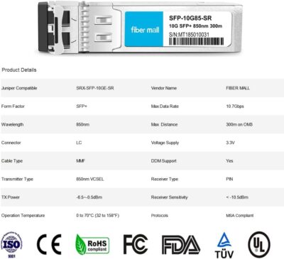 fibe mall SFP 10G LR for Cisco Meraki MA-SFP-10GB-LR 10GBASE-LR SFP+ 1310nm 10km DOM Transceiver Module wholesale