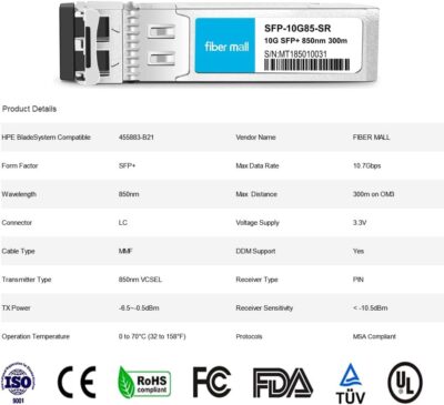 fibe mall SFP 10G LR for Cisco Meraki MA-SFP-10GB-LR 10GBASE-LR SFP+ 1310nm 10km DOM Transceiver Module wholesale