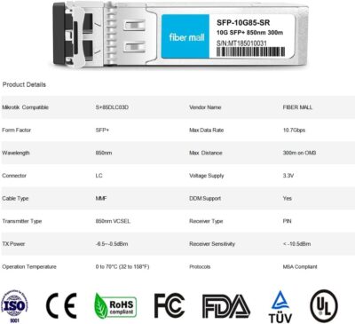 fibe mall SFP 10G LR for Cisco Meraki MA-SFP-10GB-LR 10GBASE-LR SFP+ 1310nm 10km DOM Transceiver Module wholesale