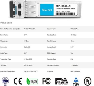 fibe mall SFP 10G LR for Cisco Meraki MA-SFP-10GB-LR 10GBASE-LR SFP+ 1310nm 10km DOM Transceiver Module wholesale
