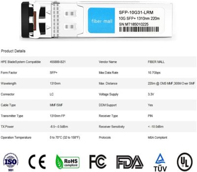 fibe mall SFP 10G LR for Cisco Meraki MA-SFP-10GB-LR 10GBASE-LR SFP+ 1310nm 10km DOM Transceiver Module wholesale