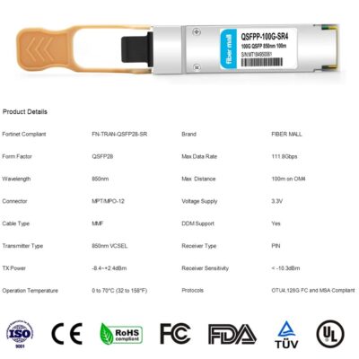 100G QSFP28 SR4 for Cisco QSFP-100G-SR4-S, 100GBASE-SR4 QSFP28 Optical Transceiver Module 850nm 100m DOM MTP/MPO DOM wholesale