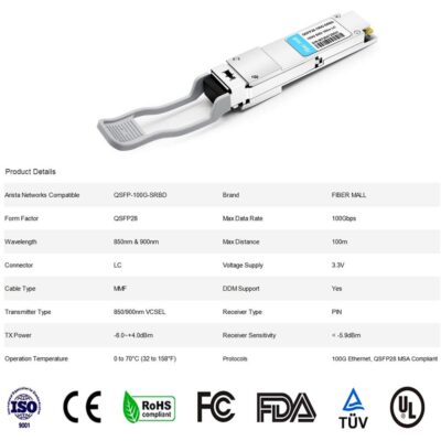 100G QSFP28 SR4 for Cisco QSFP-100G-SR4-S, 100GBASE-SR4 QSFP28 Optical Transceiver Module 850nm 100m DOM MTP/MPO DOM wholesale