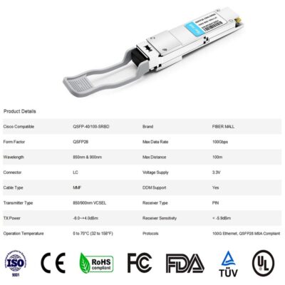 100G QSFP28 SR4 for Cisco QSFP-100G-SR4-S, 100GBASE-SR4 QSFP28 Optical Transceiver Module 850nm 100m DOM MTP/MPO DOM wholesale