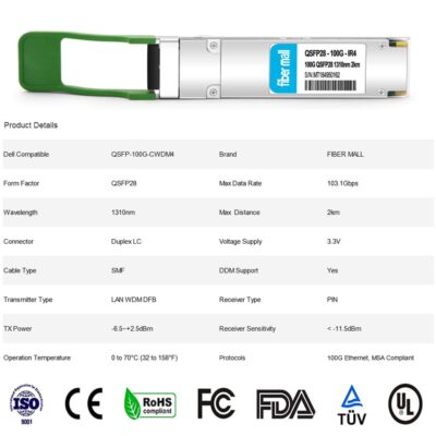 100G QSFP28 SR4 for Cisco QSFP-100G-SR4-S, 100GBASE-SR4 QSFP28 Optical Transceiver Module 850nm 100m DOM MTP/MPO DOM wholesale