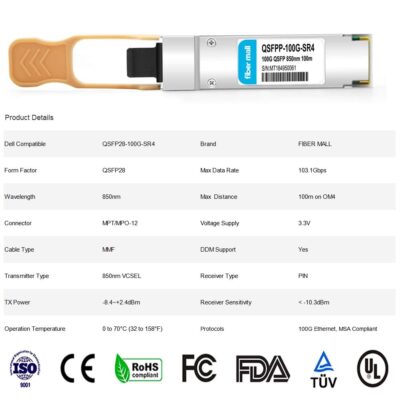 100G QSFP28 SR4 for Cisco QSFP-100G-SR4-S, 100GBASE-SR4 QSFP28 Optical Transceiver Module 850nm 100m DOM MTP/MPO DOM wholesale