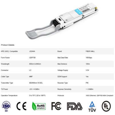 100G QSFP28 SR4 for Cisco QSFP-100G-SR4-S, 100GBASE-SR4 QSFP28 Optical Transceiver Module 850nm 100m DOM MTP/MPO DOM wholesale