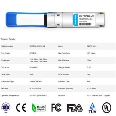 100G QSFP28 SR4 for Cisco QSFP-100G-SR4-S, 100GBASE-SR4 QSFP28 Optical Transceiver Module 850nm 100m DOM MTP/MPO DOM wholesale
