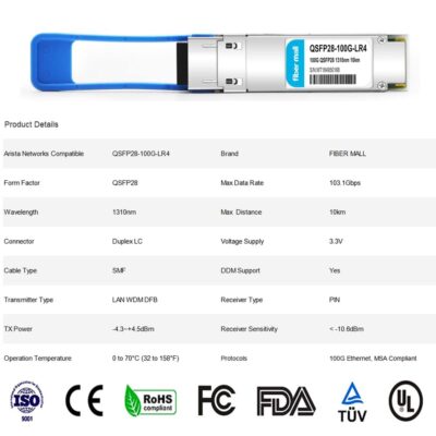 100G QSFP28 SR4 for Cisco QSFP-100G-SR4-S, 100GBASE-SR4 QSFP28 Optical Transceiver Module 850nm 100m DOM MTP/MPO DOM wholesale