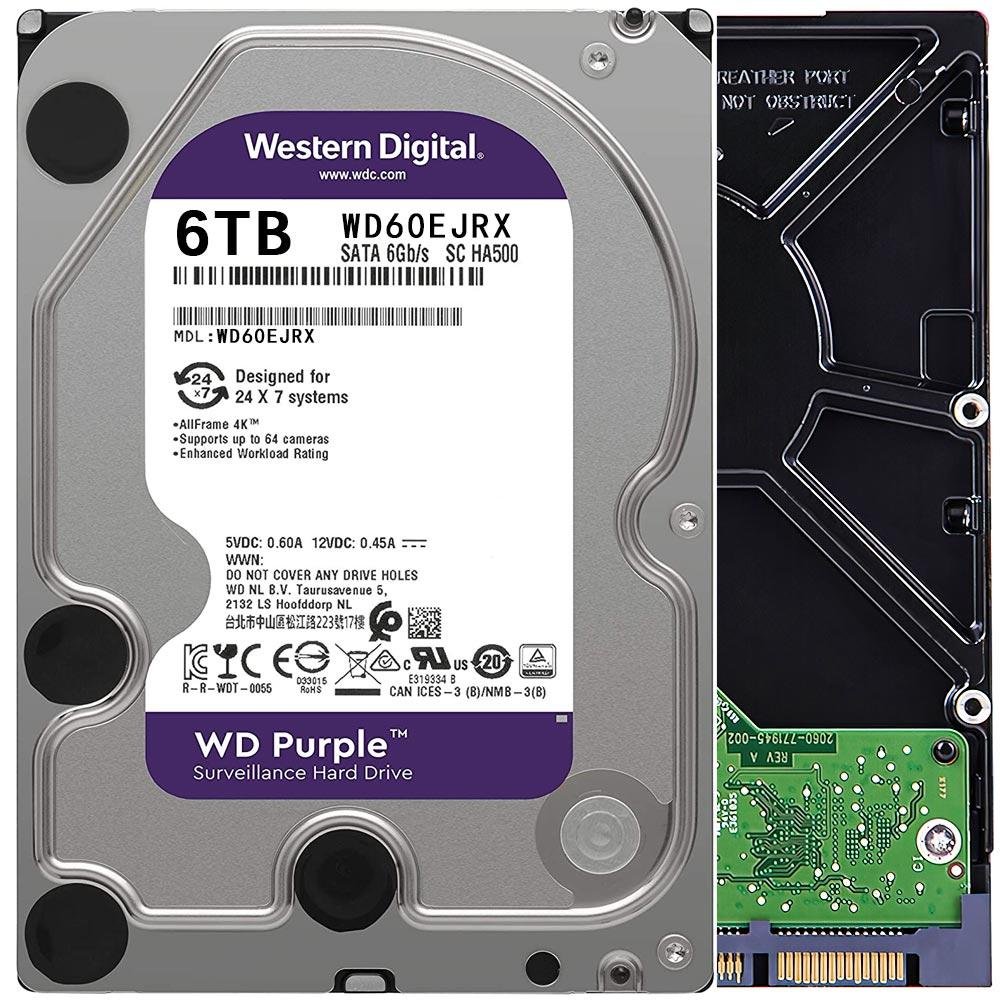 WD Purple 3.5" 6TB 3.5" 128MB WD60EJRX HDD Surveillance Hard Disk Drive ...