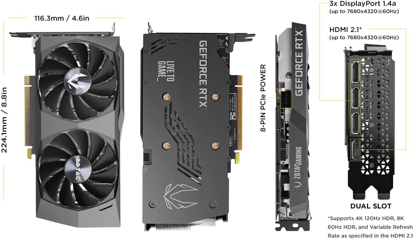 ZOTAC GAMING GeForce RTX 3050 Twin Edge ZT-A30500E-10M Nvidia GPU Graphic Card - Image 3