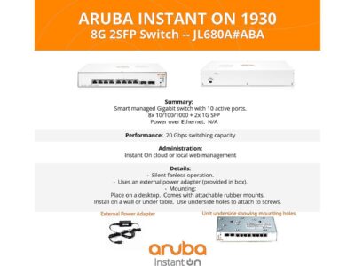 Aruba Instant On 1930 8-Port Gb Ethernet 8 x GE, 2X 1G SFP, L2+ Smart Switch US Cord (JL680A#ABA) wholesale