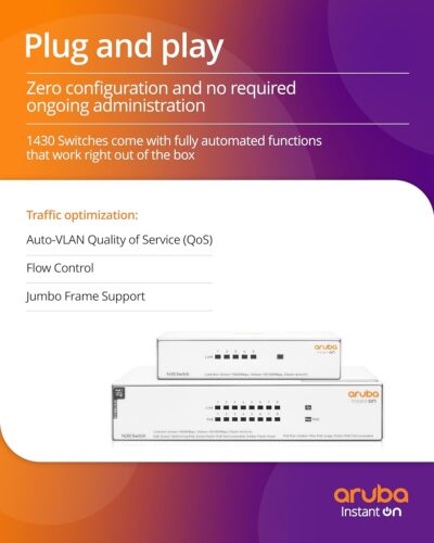 Aruba Instant On 1430 16-Port Gb Unmanaged Layer 2 Ethernet Switch | 16x 1G | Fan-Less | US Cord (R8R47A#ABA) wholesale