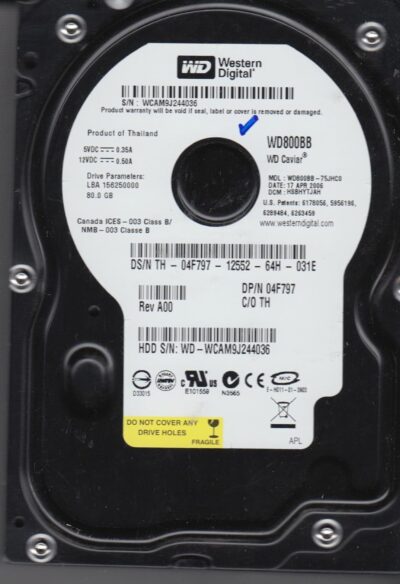 WD800BB-75JHC0, DCM HSBHYTJAH, Western Digital 80GB IDE 3.5 Hard Drive wholesale