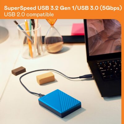 WD 2TB My Passport, Portable External Hard Drive, Blue, backup software with defense against ransomware, and password protection, USB 3.1/USB 3.0 compatible - WDBYVG0020BBL-WESN wholesale