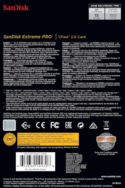 SanDisk 512GB Extreme PRO CFast 2.0 Memory Card - SDCFSP-512G-G46D wholesale