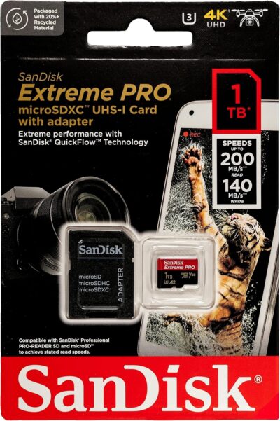 SanDisk Extreme Pro 1TB Micro SD Memory Card Works with Hero 12 Black GoPro Action Camera (SDSQXCD-1T00-GN6MA) Bundle with 1 Everything But Stromboli MicroSDXC & SD Card Reader wholesale