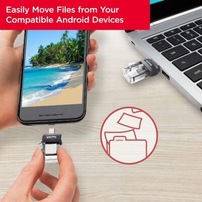 SanDisk 256GB Ultra Dual Drive m3.0 for Android Devices and Computers - microUSB, USB 3.0 - SDDD3-256G-G46, Black wholesale