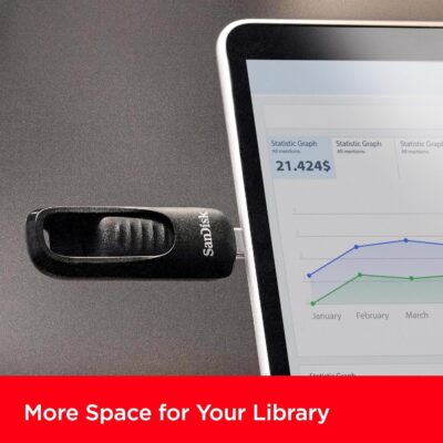 SanDisk 256GB Ultra Slider USB Type-C Flash Drive - Up to 400MB/s, USB 3.2 Gen 1, Retractable Connector - SDCZ480-256G-G46 wholesale