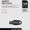 SanDisk Ultra Curve Flash Drive 128GB USB Drive 3.2 Gen 1 USB-A High Speed Thumb Drive for Computers, Laptops, Desktops 100MB/s (SDCZ550-128G-G46) Bundle with (1) Everything But Stromboli Lanyard wholesale
