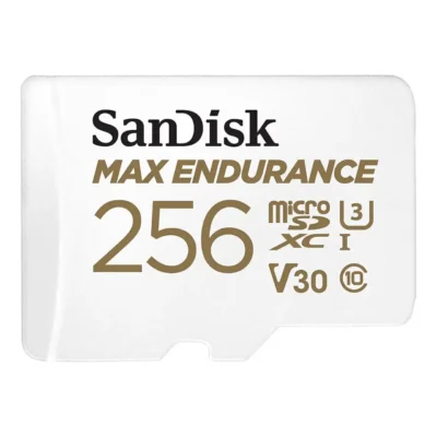 SanDisk 256GB MAX ENDURANCE 100MB/s microSDXC C10 U3 V30 4K 256G microSD micro SD SDXC Memory Card with Adapter for Home Security Cameras and Dash Cams SDSQQVR-256G-GN6IA with OEM Lanyard