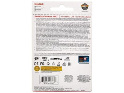 SanDisk SDSQXCZ-256G-GN6MA DJT 256GB 8p MSDXC r170MB/s w90MB/s UHS-I U3 A2 V30 SanDisk Extreme Pro Micro Secure Digital Extended Capacity Card w/ Adapter wholesale