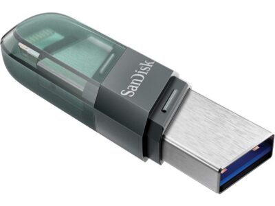 SanDisk SDIX90N-032G-GN6NN MAF 32GB USB 3.1 Lightning iXpand Flash Drive Flip Silver/Blue wholesale