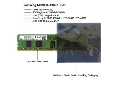 Samsung M321R2GA3BB6-CQK 16GB DDR5-4800 REG EC8 RDIMM PC5-38400R ECC Registered DIMM 288-Pin 1Rx8 1.1V Server Memory RAM Module wholesale