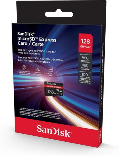 SanDisk Micro SD Express, 128GB micro SD card, Read speeds up to 880 MB/s, Write Speeds up to 480MB/s, Sustained Write 100MB/s, Up to 4.4 times faster read speeds than our fastest microSD Class 10, U3 wholesale