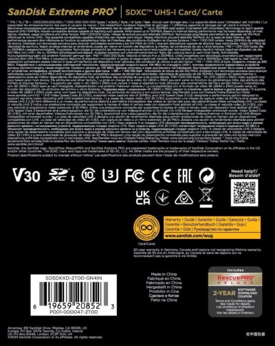 SanDisk 2TB Extreme PRO SDXC UHS-I Memory Card - Up to 250MBs - C10, U3, V30, 4K UHD, SD Card - SDSDXXD-2T00-GN4IN - Image 7