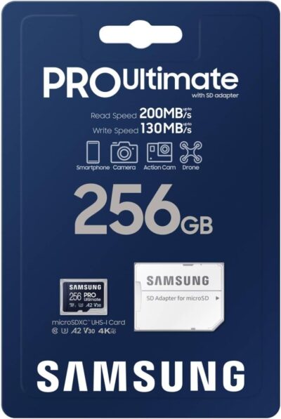 Samsung Pro Ultimate MB-MY256SB/WW MicroSD Card + USB Card Reader for Smartphones, Drone and Action Camera, UHS-I U3, 200MB/s Reading, 130MB/s Write, 256GB wholesale