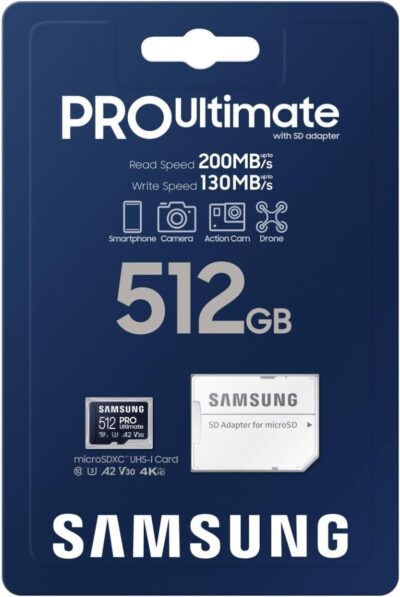 Samsung Pro Ultimate MB-MY512SB/WW 200MB/s Read 130MB/s Write MicroSD UHS-I U3 Memory Card Full HD & 4K UHD for Smartphone, Drone or Action Camera with USB Card Reader 512GB wholesale