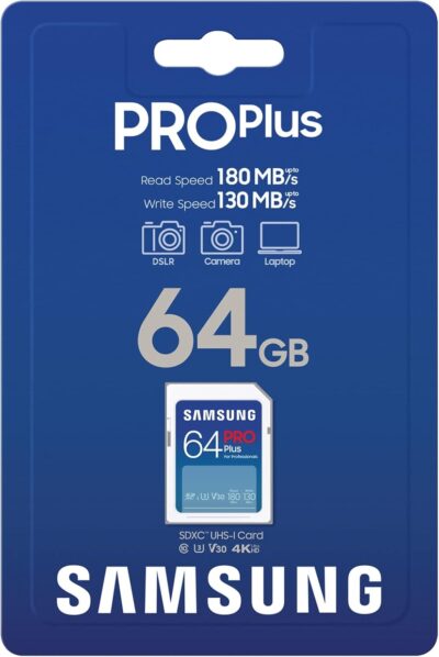 Samsung PRO Plus 64GB SD Memory Card (MB-SD64S/EU) UHS-I U3 Full HD & 4K UHD 180MB/s Read 130MB/s Writing for SLR Cameras and System Cameras (2023) wholesale