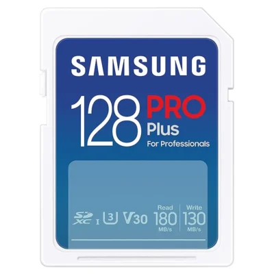 Samsung PRO Plus SD Card, 128GB, UHS-I U3, Full HD & 4K UHD, 180MB/s Read, 130MB/s Write, Memory Card for SLR Cameras and System Cameras, MB-SD128S/EU wholesale