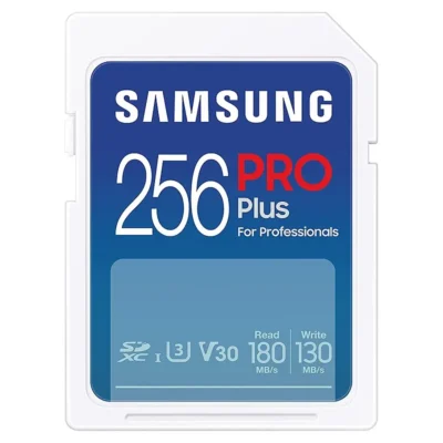 Samsung PRO Plus SD Card, 256GB, UHS-I U3, Full HD & 4K UHD, 180MB/s Read, 130MB/s Write, Memory Card for SLR Cameras and System Cameras, MB-SD256S/EU wholesale
