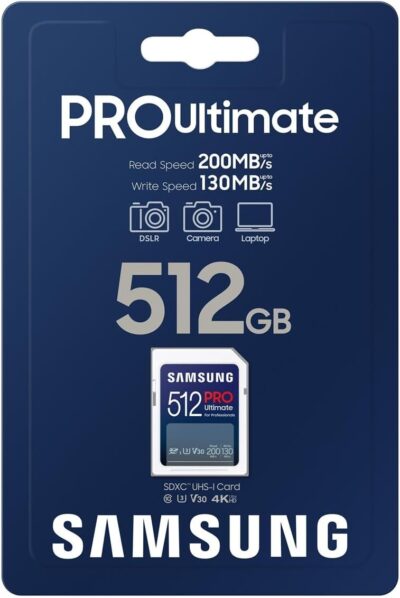 Samsung PRO Ultimate SD card, 512 GB, UHS-I U3, Full HD & 4K UHD, 200 MB/s read, 130 MB/s write, Memory card for smartphone, Drone or action cam, MB-SY512S/WW - Image 3