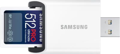 Samsung PRO Ultimate SD card, 512 GB, UHS-I U3, Full HD & 4K UHD, 200 MB/s read, 130 MB/s write, Memory card for smartphone, Drone or action cam, Includes USB card reader, MB-SY512SB/WW wholesale