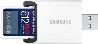 Samsung PRO Ultimate SD card, 512 GB, UHS-I U3, Full HD & 4K UHD, 200 MB/s read, 130 MB/s write, Memory card for smartphone, Drone or action cam, Includes USB card reader, MB-SY512SB/WW wholesale