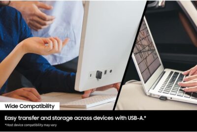 Samsung FIT Plus USB Flash Drive Type-A, 512GB, 400MB/s Read, 110MB/s Write, Compact USB 3.2 Memory Stick with Key Ring, Grey, MUF-512AB/APC wholesale