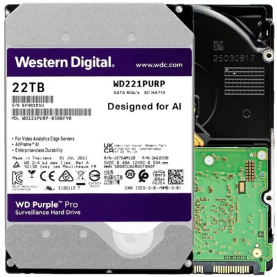 WD Purple Pro WD221PURP 22TB 7200 RPM 512MB Cache SATA 6.0Gb/s 3.5" Internal Hard Drive wholesale