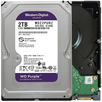 Western Digital Purple WD22PURZ 2 TB Hard Drive - 3.5" Internal - SATA (SATA/600) - Conventional Magnetic Recording (CMR) Method - Video Surveillance System Device Supported wholesale