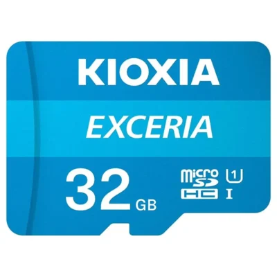 Kioxia LMEX1L032GG2 Exceria microSD Card with Adapter, Class 10, U1 UHS Speed Class, 100MB/s Read Speed, 32GB