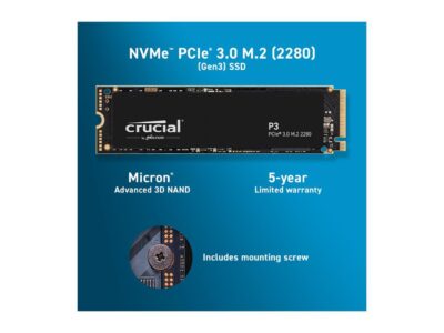 Crucial P3 1TB PCIe 3.0 3D NAND NVMe M.2 SSD, up to 3500MB/s - CT1000P3SSD8 wholesale