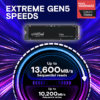 Crucial T705 1TB PCIe Gen5 NVMe M.2 SSD - Up to 13,600 MB/s - Game Ready - Internal Solid State Drive (PC) - +1mo Adobe CC - CT1000T705SSD3 wholesale