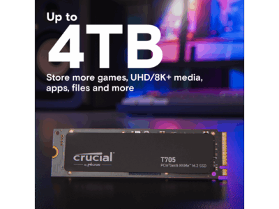 Crucial T705 2TB PCIe Gen5 NVMe M.2 SSD - Up to 14,500 MB/s - Game Ready - Internal Solid State Drive (PC) - +1mo Adobe CC - CT2000T705SSD3 wholesale