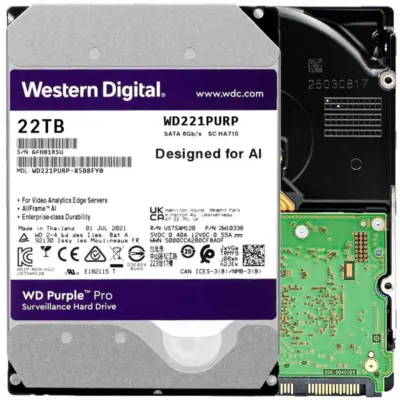 WD Purple Pro WD221PURP 22TB 7200 RPM 512MB Cache SATA 6.0Gb/s 3.5" Internal Hard Drive wholesale