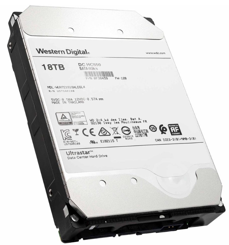 WD Ultrastar DC HC550 18TB Hard Drive 3.5" Internal 512MB SATA 7200 RPM 512E SE NP3 DC HC550 0F38459 (WUH721818ALE6L4) - Image 2