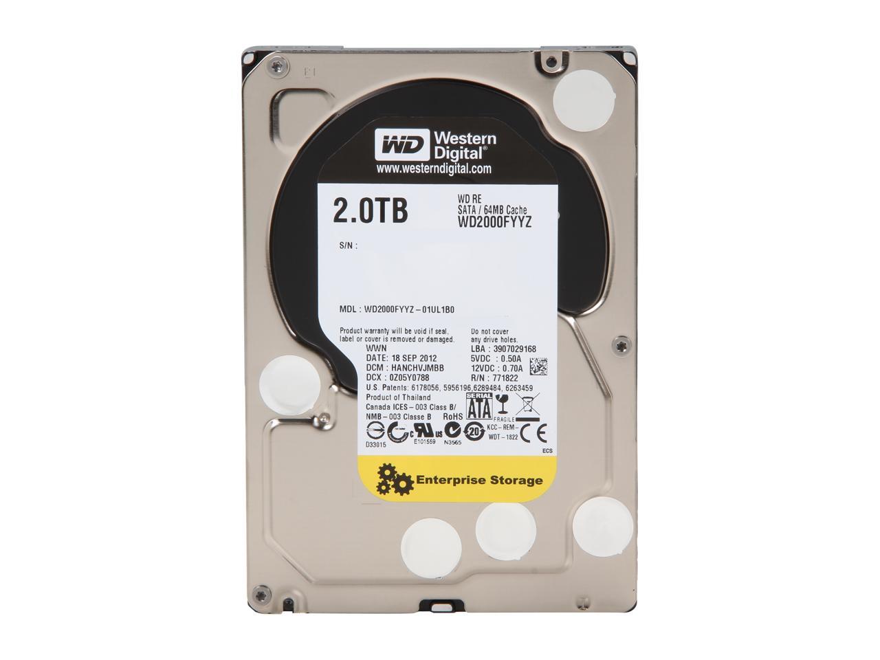WD RE WD2000FYYZ 2TB 7200 RPM 64MB Cache SATA 6.0Gb/s 3.5" Enterprise Internal Hard Drive Bare Drive - Image 3