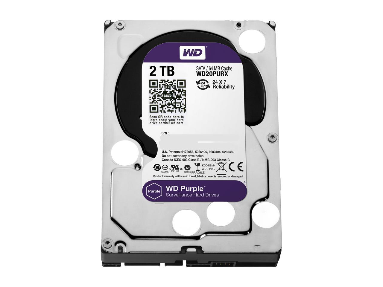 WD Purple 2TB Surveillance Hard Disk Drive - 5400 RPM Class SATA 6Gb/s 64MB Cache 3.5 Inch WD20PURX - Image 2