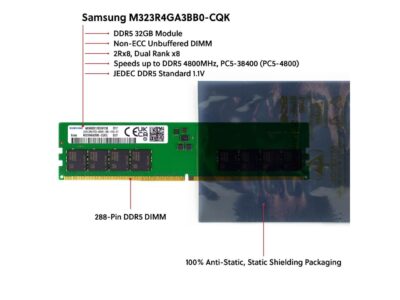 Samsung M323R4GA3BB0-CQK 32GB DDR5-4800 PC5-38400 4800MHz UDIMM Non-ECC Unbuffered DIMM 288-Pin 2Rx8 1.1V Desktop Memory RAM Module wholesale